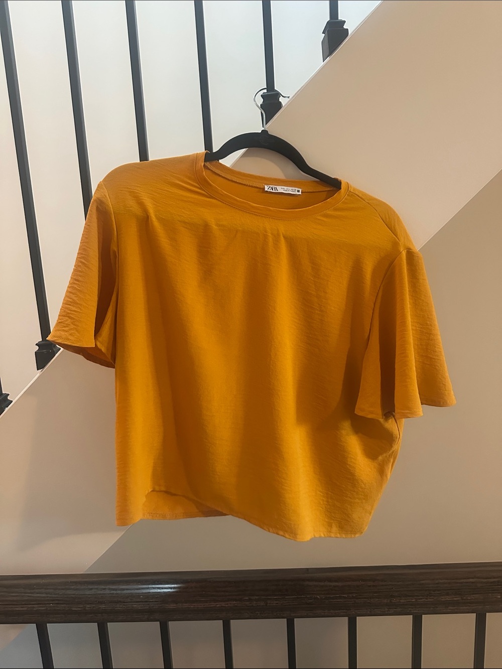 Zara Golden Yellow Short Sleeve Boxy Tee